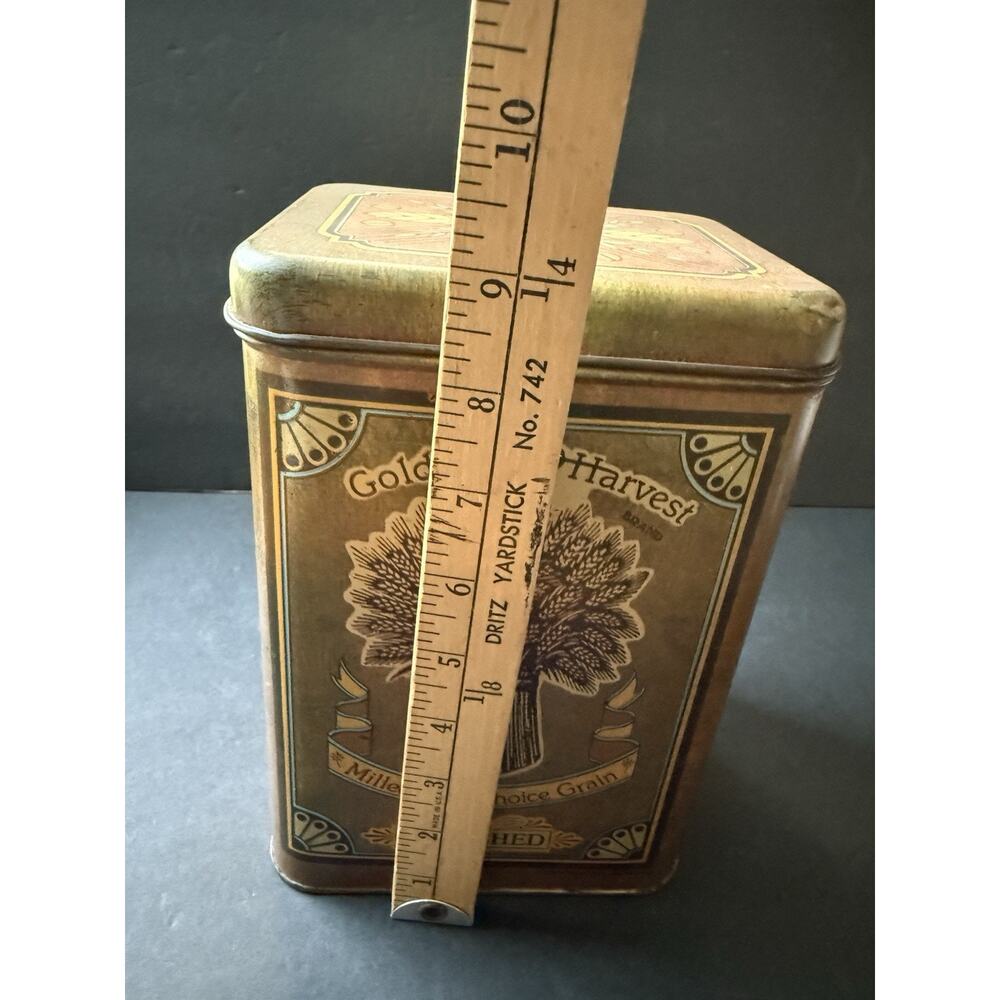Vintage 1977 Cheinco Golden Harvest Flour Tin Canister Retro Farmhouse Cottage - Picture 9 of 10